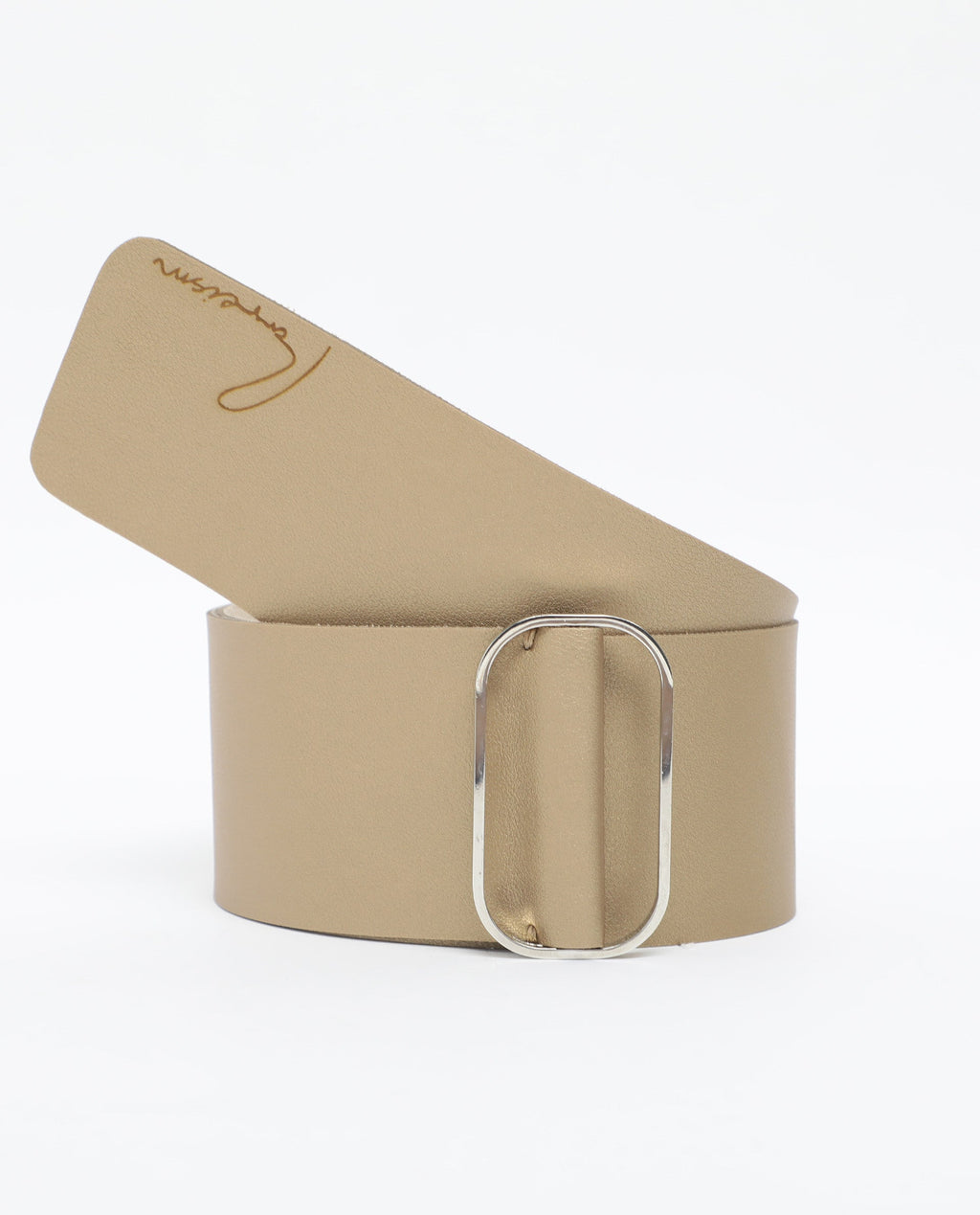 Rareism Women Abandon Light Gold Solid Leather Belt