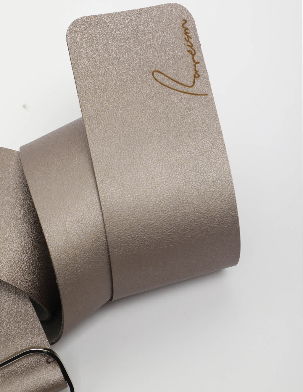 Rareism Women Abandon Metalic Grey Solid Leather Belt