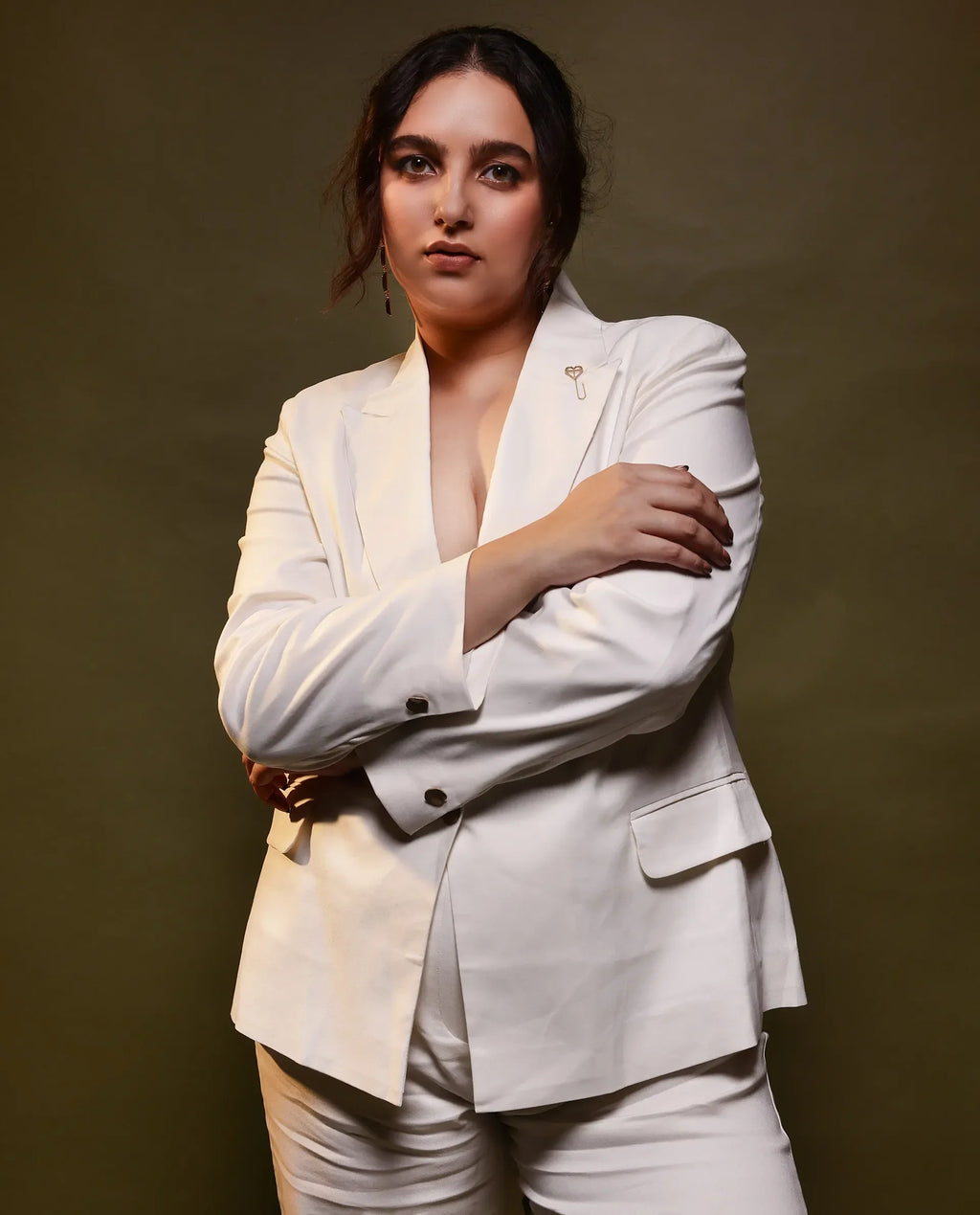 Rareism Women's Ziva Offwhite Polyester Lapel Neck Plain Tailored Blazer