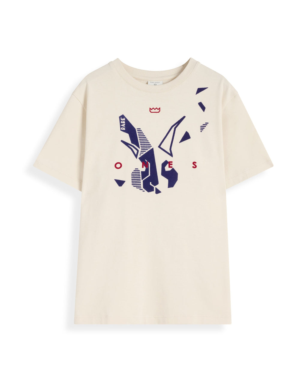 Rare Ones Kids Div Off White Cotton Short Sleeve Crew Neck Regular Fit Flock Print T-Shirt