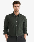 Rare Rabbit Men's Auxfo Dark Green Cotton Plain Regular Fit Full Sleeve Button-Down Collar Shirt