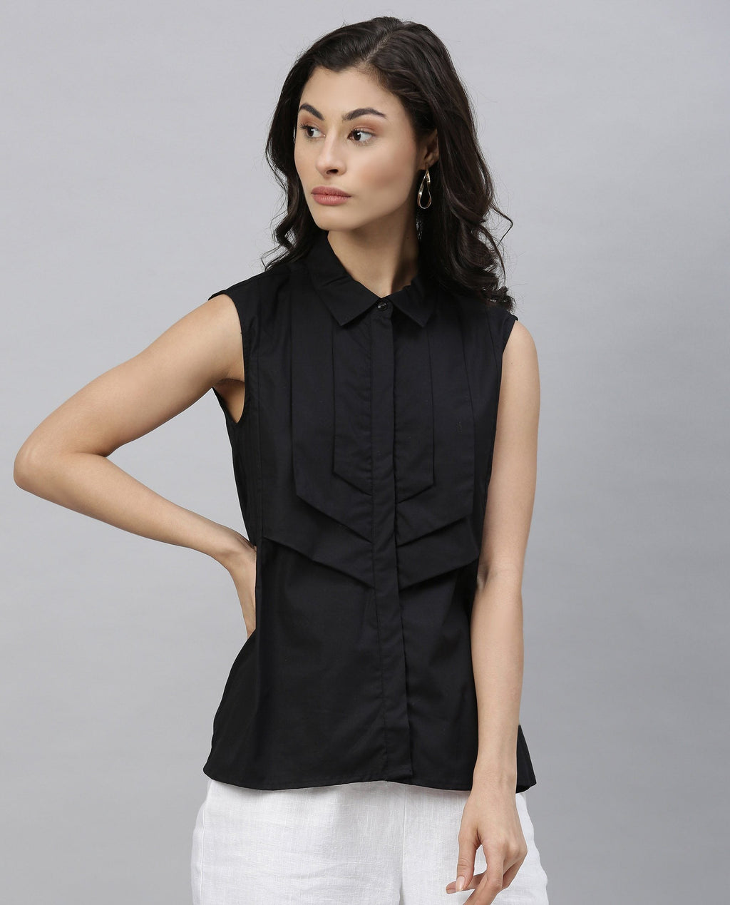 Rareism Women Lotte Black Top Sleeveless