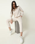 Rareism Women Maxine Beige Track Pant Cotton Fabric Drawstring Closure Solid