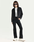 Rareism Women's Booter Black Cotton Blend Plain Ankle Length CLASSIC BOOTCUT Jeans