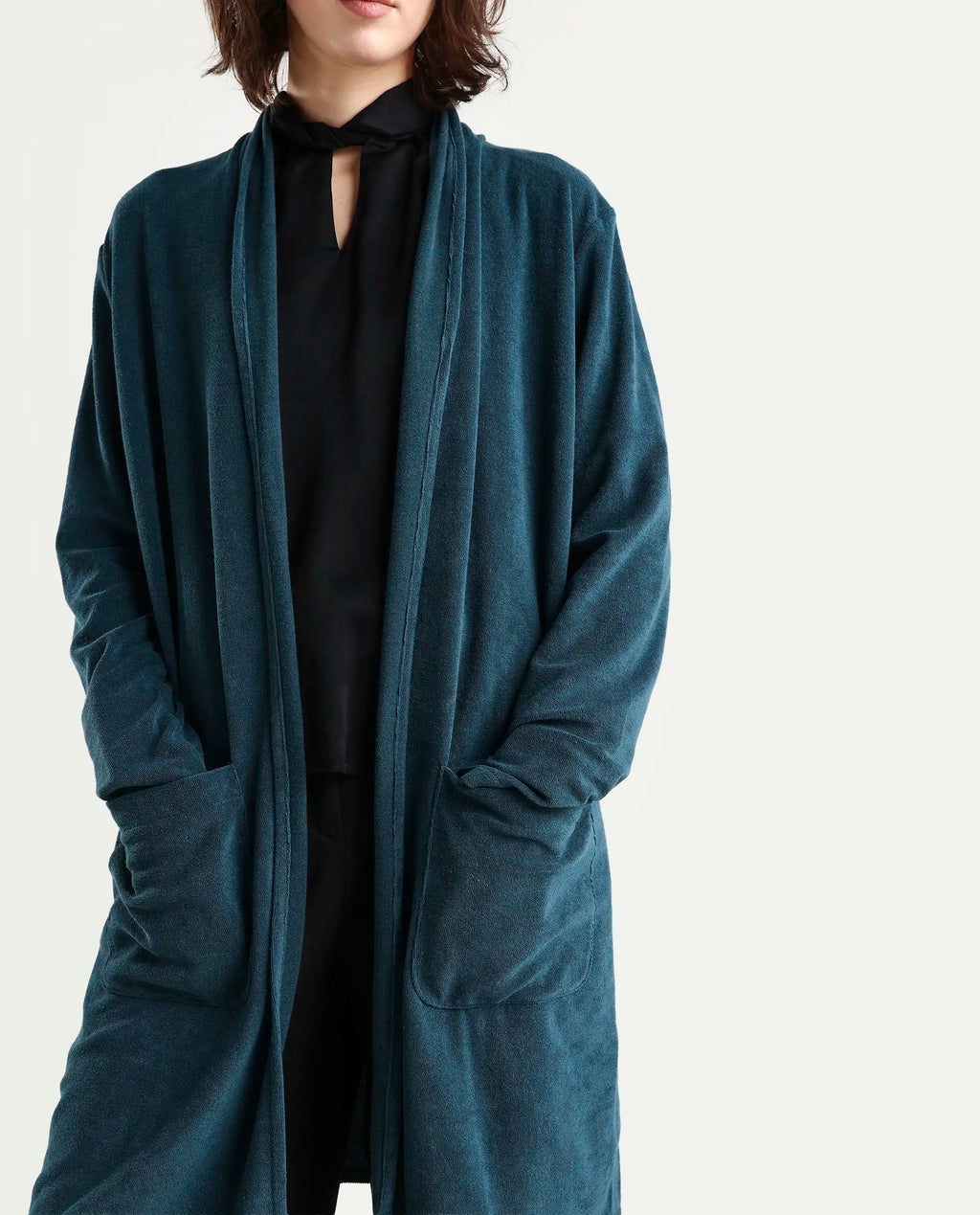 Rareism Women Sesh Blue Overlayer Knit Fabric Solid