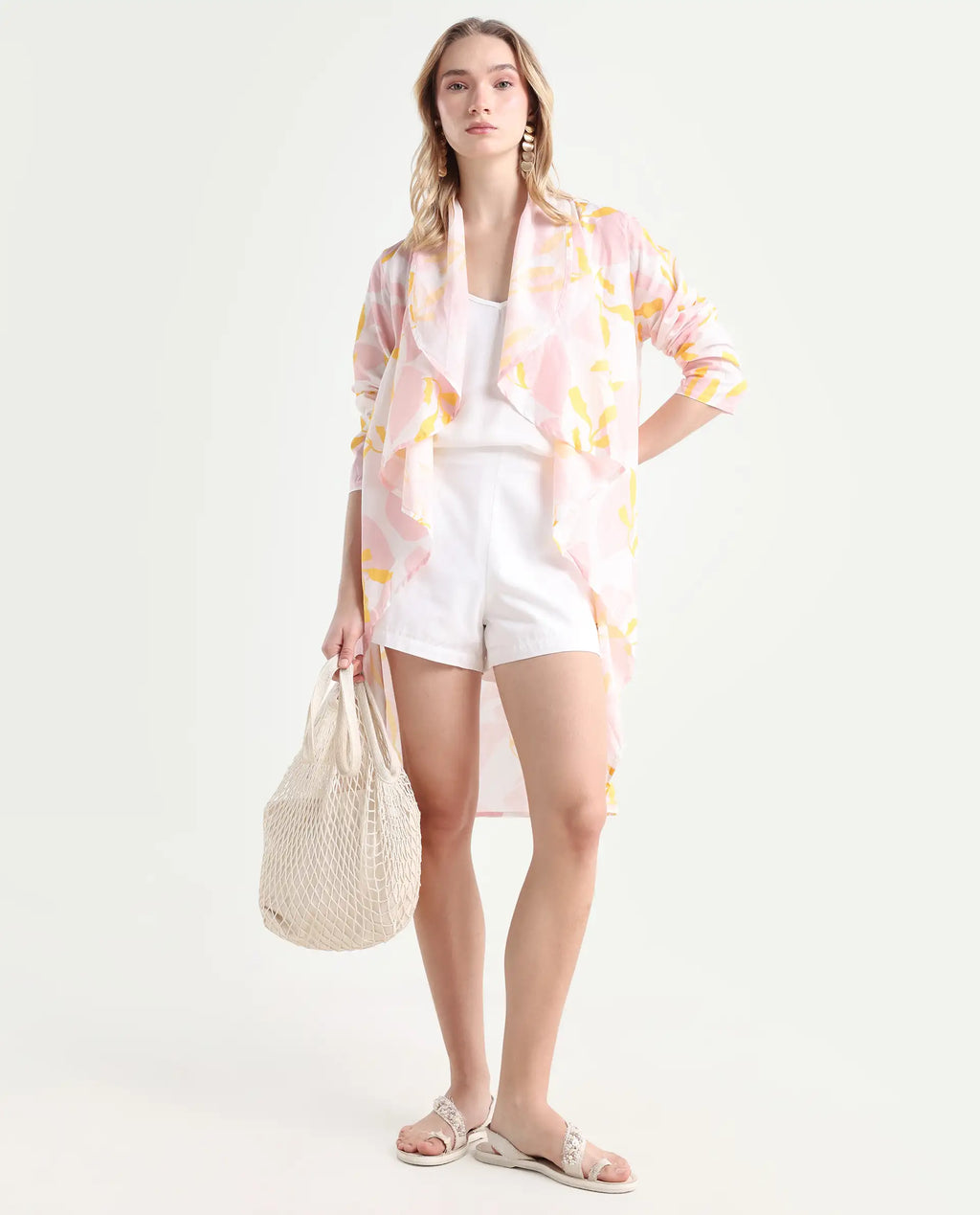 Rareism Women's Noki Pink Collarless Regular Fit Outer Wear