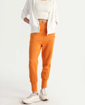 Rareism Women's Simp-1 Orange Polyester Blend Plain Ankle Length Tailored Track Pant