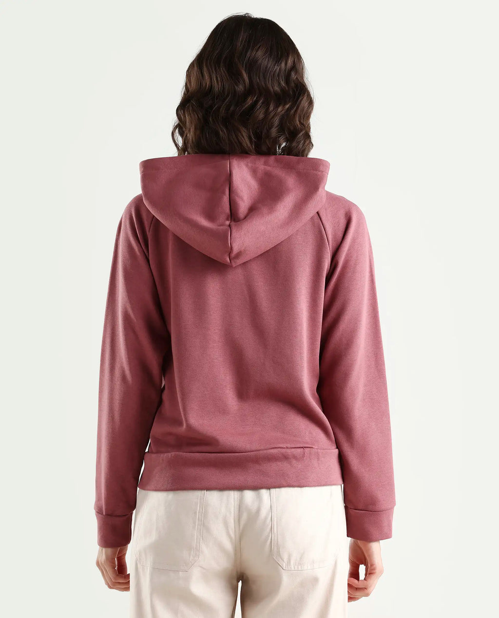 Rareism Women's Medium Weight Terry 290 Gsm Cotton Blend Hooded Plain Regular Fit Jacket