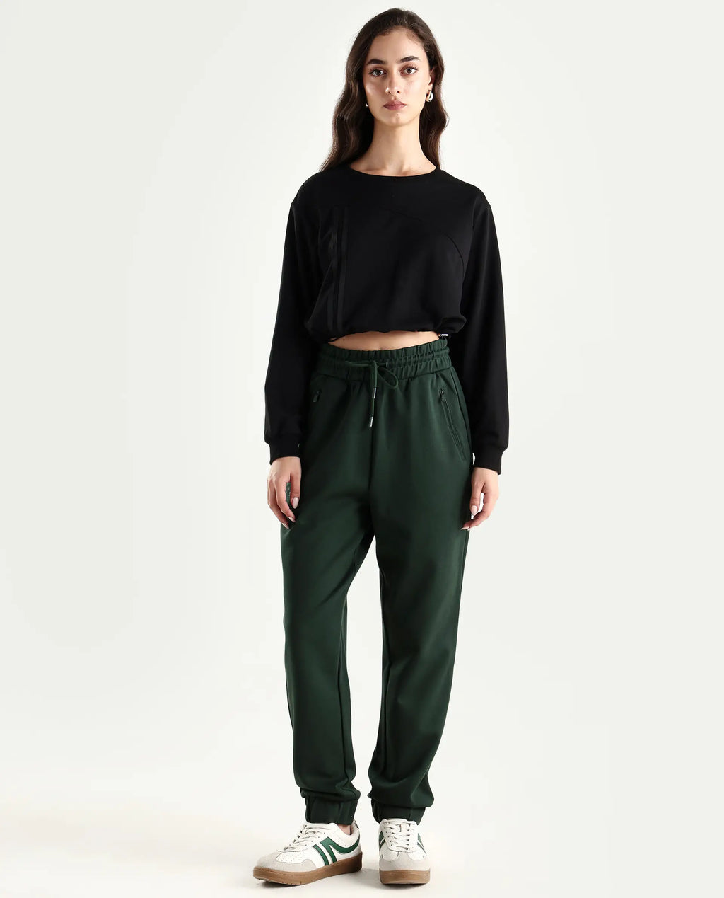 Rareism Women's Heavy Weight Interlock 340 Gsm Cotton Blend Plain Ankle Length Relaxed Fit Track Pant