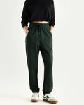 Rareism Women's Heavy Weight Interlock 340 Gsm Cotton Blend Plain Ankle Length Relaxed Fit Track Pant