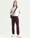 Rareism Women's Heavy Weight Interlock 340 Gsm Cotton Blend Plain Ankle Length Relaxed Fit Track Pant