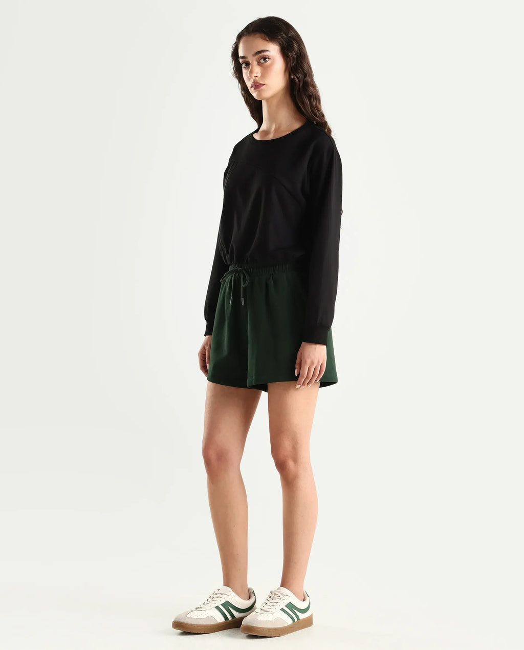 Rareism Women's Medium Weight Terry 290 Gsm Cotton Blend Plain Mini Relaxed Fit Shorts
