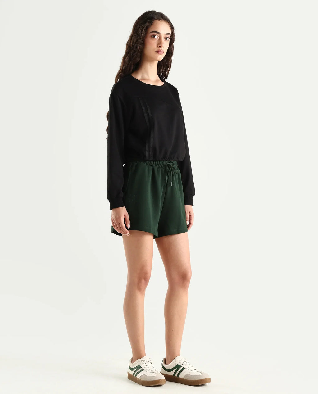 Rareism Women's Medium Weight Terry 290 Gsm Cotton Blend Plain Mini Relaxed Fit Shorts