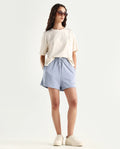 Rareism Women's Medium Weight Terry 290 Gsm Cotton Blend Plain Mini Relaxed Fit Shorts