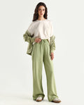 Rareism Women's Heavy Weight Interlock 340 Gsm Cotton Blend Plain Ankle Length Relaxed Fit Track Pant Flared