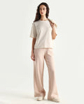 Rareism Women's Heavy Weight Interlock 340 Gsm Cotton Blend Plain Ankle Length Relaxed Fit Track Pant Flared