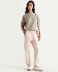 Rareism Women's Heavy Weight Interlock 340 Gsm Cotton Blend Plain Ankle Length Relaxed Fit Track Pant