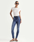 Rareism Women's Snowtail Blue Cotton Blend Plain Ankle Length Slim Fit Jeans