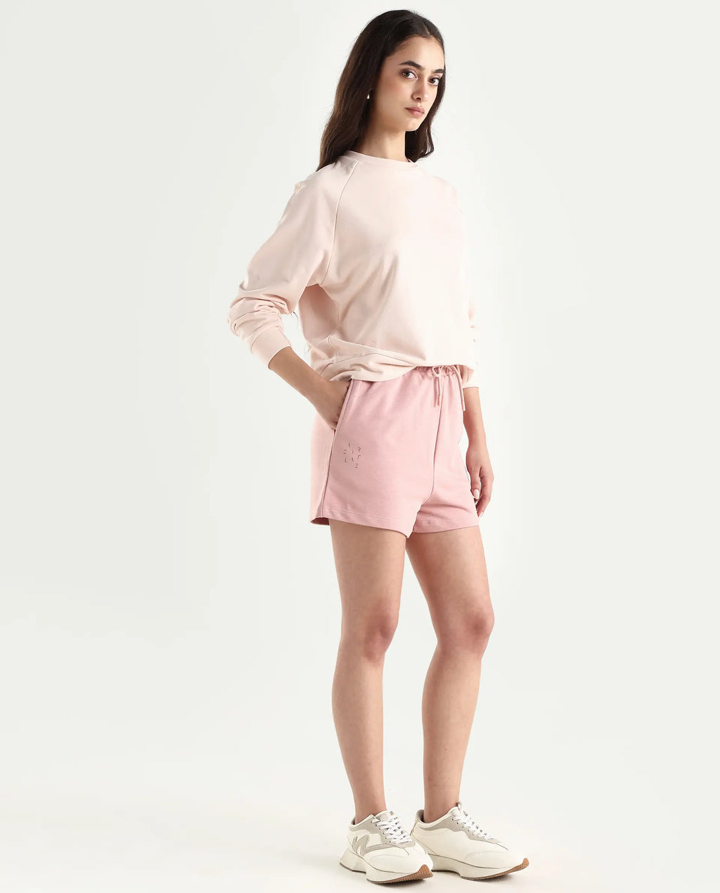 Rareism Women's Medium Weight Terry 290 Gsm Cotton Blend Plain Mini Relaxed Fit Shorts