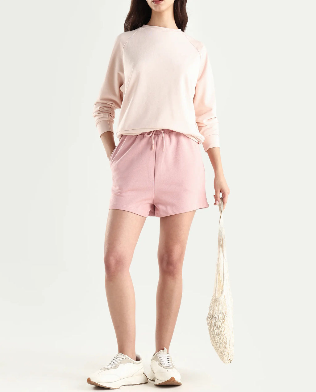 Rareism Women's Medium Weight Terry 290 Gsm Cotton Blend Plain Mini Relaxed Fit Shorts