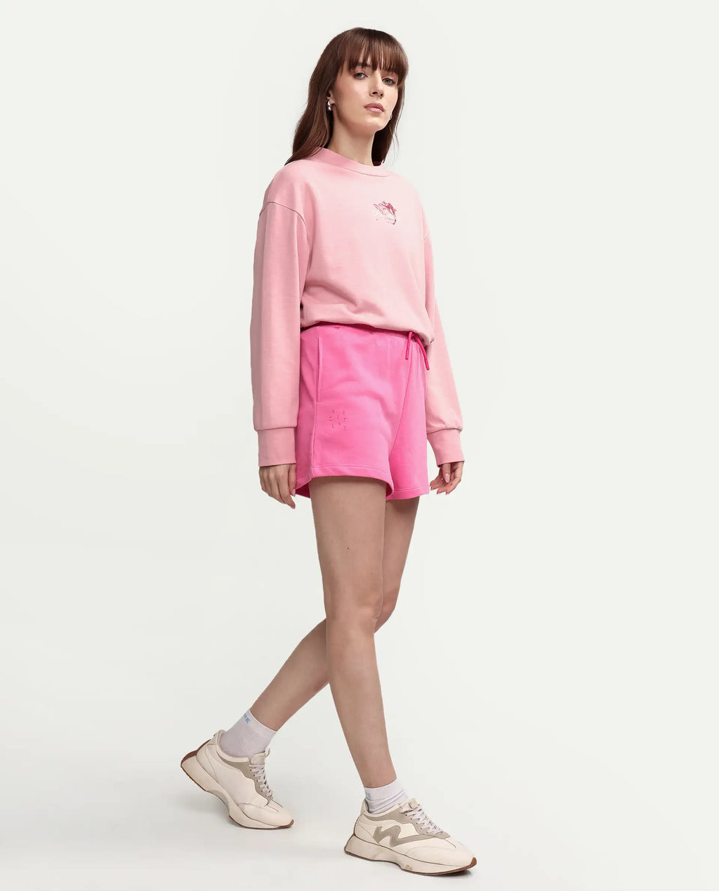 Rareism Women's Medium Weight Terry 290 Gsm Cotton Blend Plain Mini Relaxed Fit Shorts