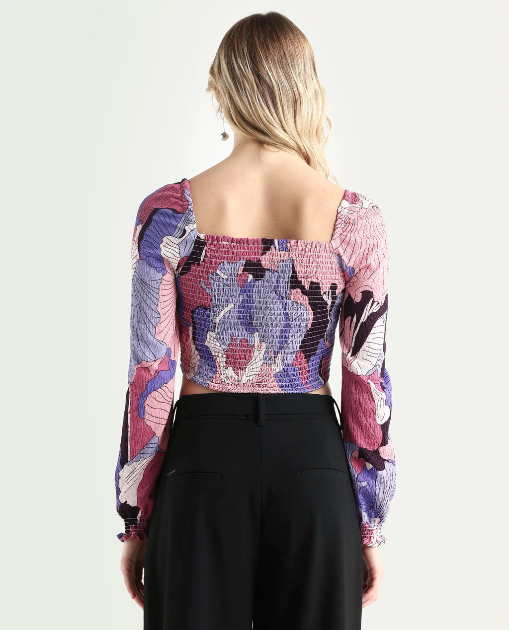 Rareism Women's Kohl Multi Square Neck Printed Knee Length Regular Fit Top