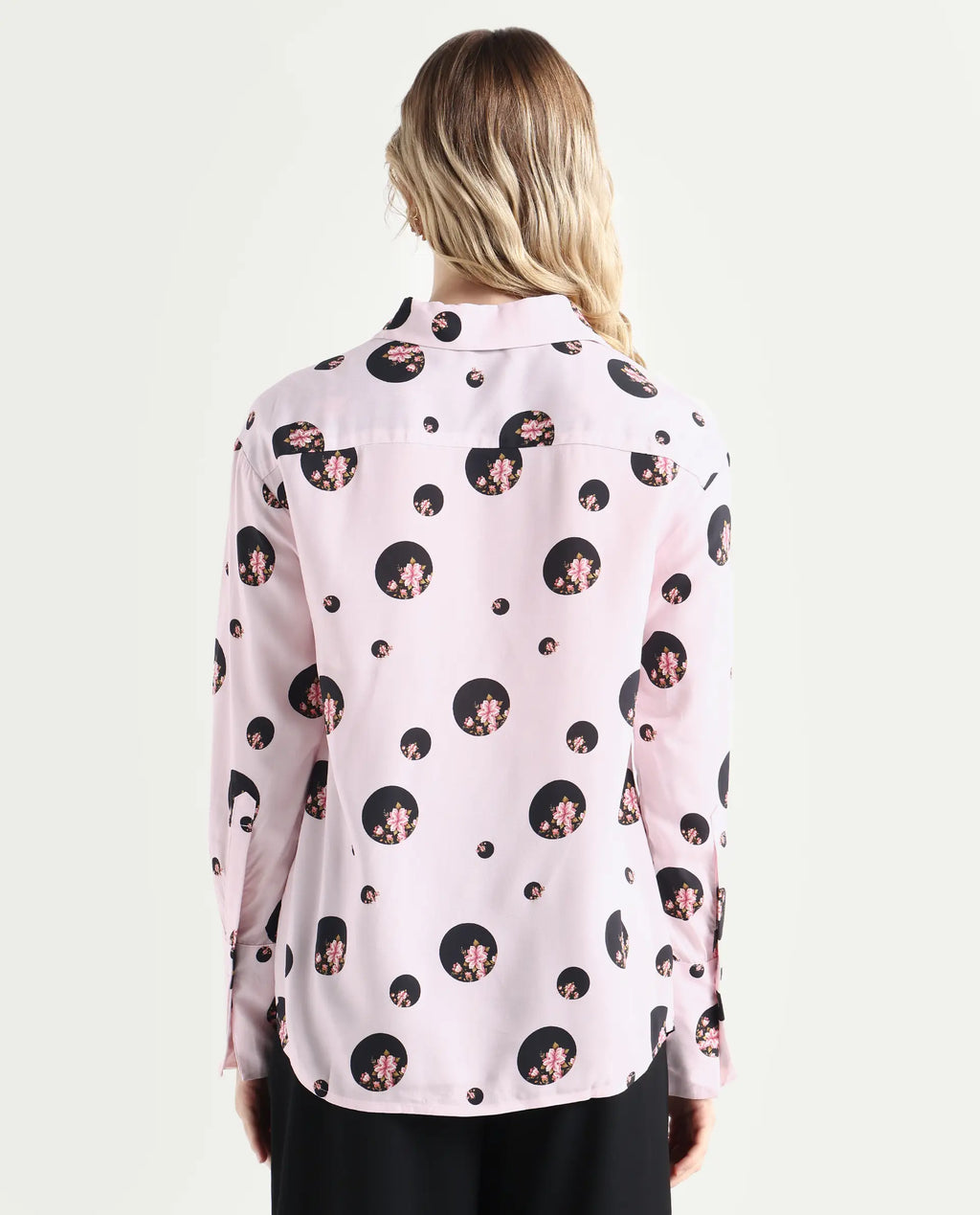 Rareism Women's Lumber Pink Polyester Spread Collar Floral Print Regular Fit Top