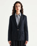 Rareism Women's Ziva Black Polyester Lapel Neck Plain Tailored Blazer