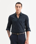 Rare Rabbit Men's Plutoo Black Cotton Polka Print Tailored Fit Full Sleeve Collared Shirt