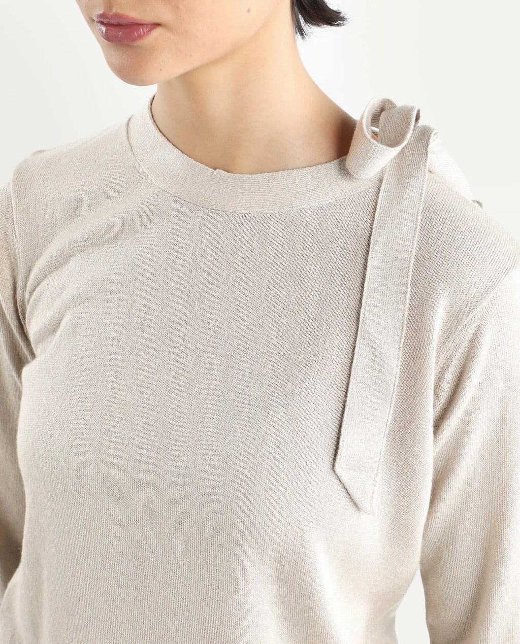 Rareism Women's Zener Off White Acrylic High Neck Plain Regular Fit Sweater