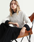 Rareism Women's Allen Off White Cotton Turtle Neck Plain Regular Fit Sweater