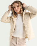 Rareism Women's Glasha Hls Beige Polyester Hooded Plain Regular Fit Jacket
