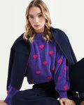 Rareism Women's Kuhre Purple Polyester High Neck Color Block Balloon Sleeve Regular Fit Sweater