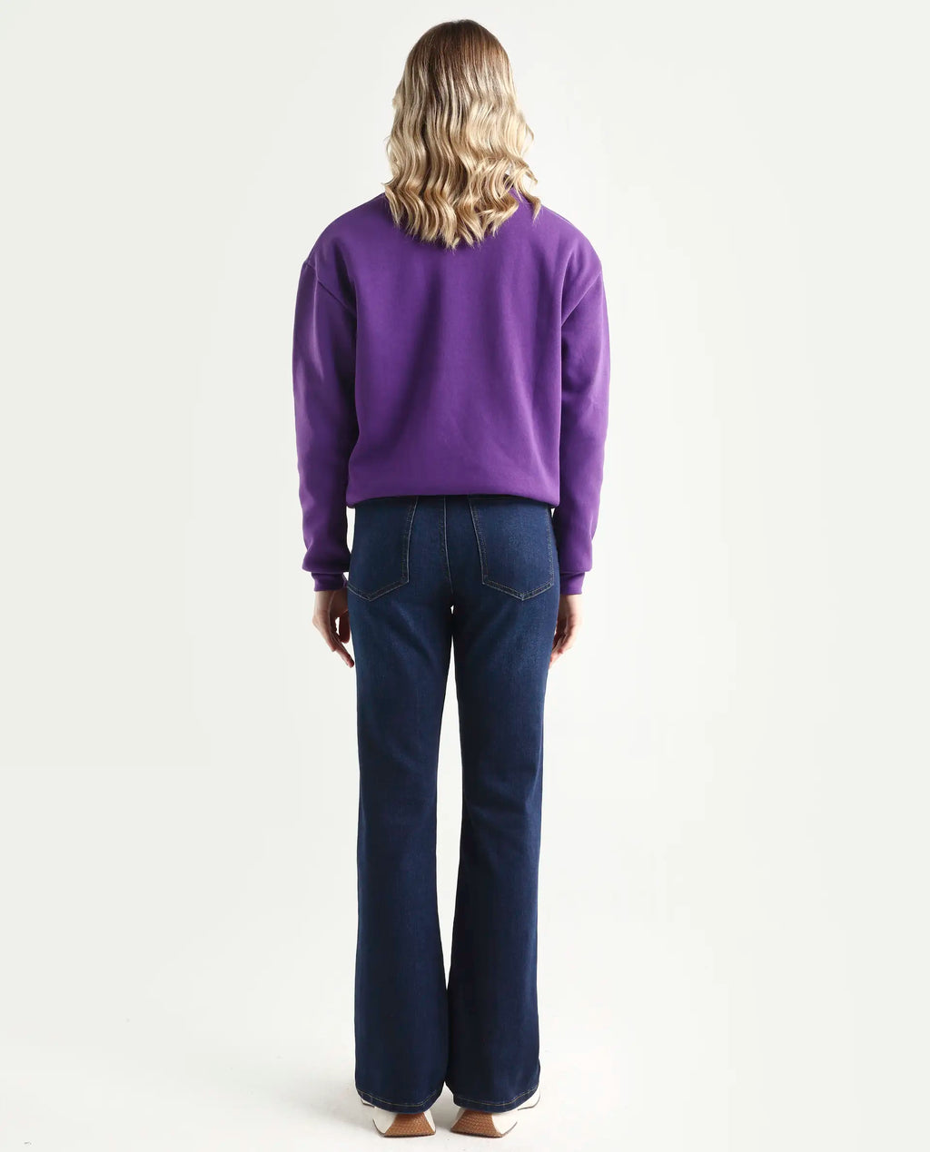 Rareism Women's Hadley Dark Blue Cotton Blend Plain Ankle Length Iconic Bootcut Jeans
