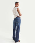 Rareism Women's Osseo Dark Blue Cotton Blend Plain Ankle Length Smart Straight Fit Jeans