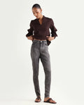 Rareism Women's Zaisho Grey Cotton Blend Plain Ankle Length Sleek Skinny Fit Jeans