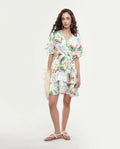 Rareism Women's Crelomi Light Multi Overlap Neck Floral Print Mini Fit And Flare Dress