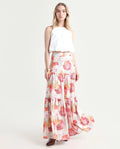 Rareism Women's Solan Multi Viscose Blend Floral Print Maxi Flared Skirt