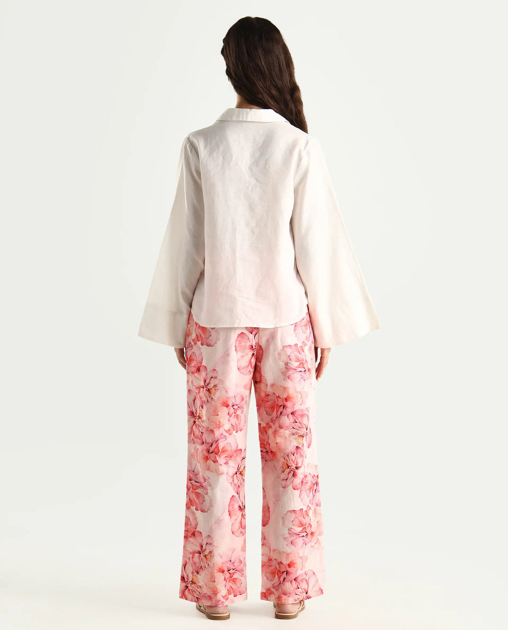 Rareism Women's Quzal Pink Cotton Blend Floral Print Ankle Length Straight Fit Trouser