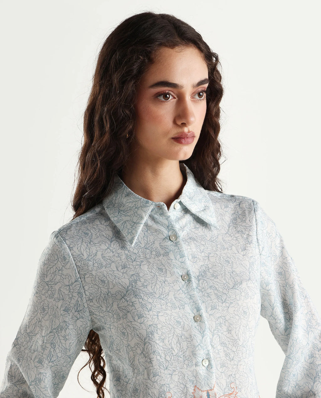 Rareism Women's Sesent Light Multi Viscose Blend Drop Collar Tropical Print Cuffed Sleeve Regular Fit Top