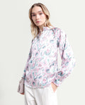 Rareism Women's Aaylinn Multi Polyester Blend High Neck Floral Print Cuffed Sleeve Relaxed Fit Top