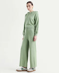 Rareism Women's Finnet B Dusky Green Knit Plain Ankle Length Straight Fit Track Pant