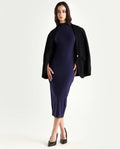 Rareism Women's Rotary Dusky Purple Cotton Blend High Neck Plain Maxi Slim Fit Dress