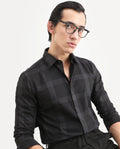 Rare Rabbit Men's Mestor Black Checked Print Regular Fit Full Sleeve Collared Shirt