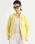 Rareism Women's Tunceli Light Yellow Polyester Blend Mandarin Collar Plain Regular Fit Jacket