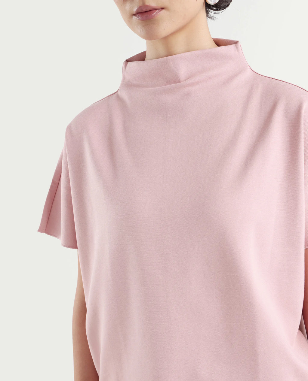 Rareism Women's Worknet Pink Cotton Blend High Neck Plain Extended Sleeves Relaxed Fit Top