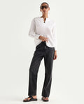 Rareism Women's Baeu Grey Cotton Blend Plain Ankle Length Straight Fit Jeans