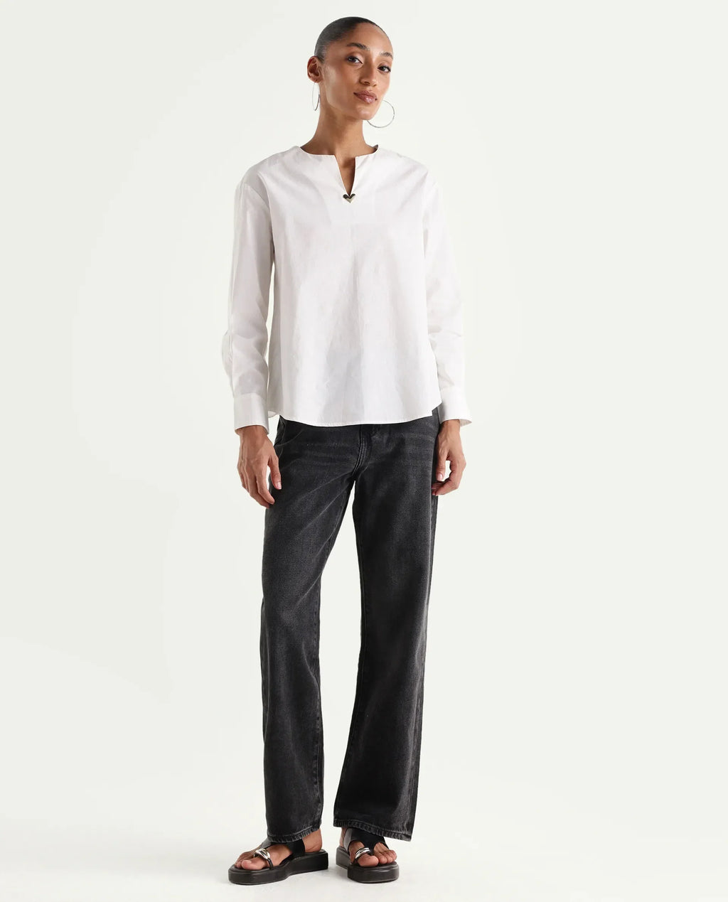Rareism Women's Baeu Grey Cotton Blend Plain Ankle Length Straight Fit Jeans