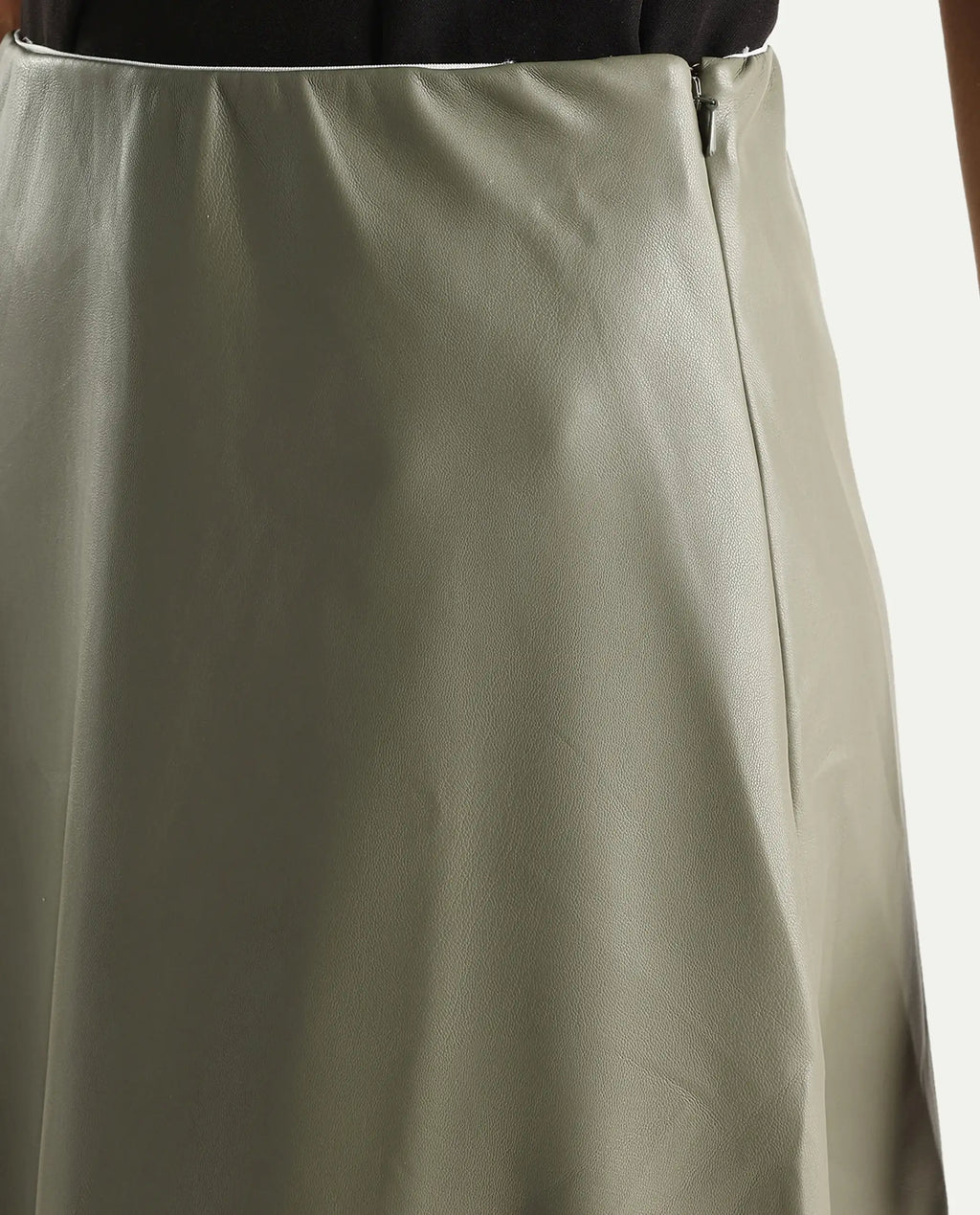 Rareism Women's Serdo Olive Polyester Dyed Midi Flared Skirt