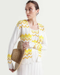 Rareism Women's Nupstir-S Yellow Cotton Collarless Plain Relaxed Fit Shrug